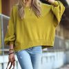 Women * | Flash Sale 42Pops Olive Mustard Drop-Shoulder Hi-Low Sweatshirt Women