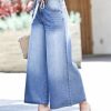 Women * | Top 10 42Pops Light Denim Blue Ombre Waist-Tie Wide-Leg Pocket Jeans Women