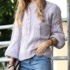 Women * | Best Deal 42Pops Heather Lilac Cable-Knit Crewneck Balloon-Sleeve Sweater Women