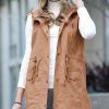 Women * | Cheap 42Pops Cocoa Drawstring-Waist Pocket Hooded Vest Women