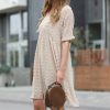 Women * | Promo 42Pops Ash Mocha Swiss Dot V-Neck Babydoll Dress Women