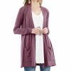 Women * | Hot Sale 42Pops Eggplant Slouchy Pocket Open Cardigan Women