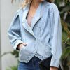 Women * | Best Pirce 42Pops Light Blue Snap-Front Pocket Denim Jacket Women