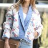 Women * | New 42Pops Off-White & Blue Floral Quilted Denim Jacket Women