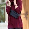 Women * | Cheap 42Pops Dark Burgundy Cowl-Neck Long-Sleeve Hi-Low Top Women