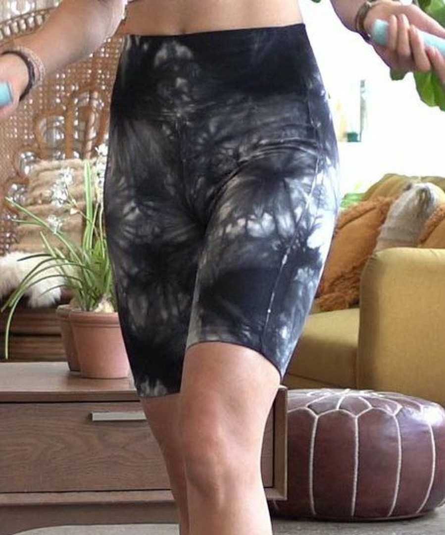 Women * | Best Sale 42Pops Navy Tie-Dye Wide-Waistband Bike Shorts Women