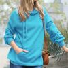 Women * | Flash Sale 42Pops Dusty Teal Side-Tie Longline Pocket Hoodie Women