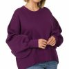 Women * | Best Sale 42Pops Dark Plum Crewneck Puff-Sleeve Sweatshirt Plus