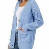 Women * | Deals 42Pops Spring Blue Waffle Button-Front Cardigan Women