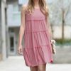 Women * | Cheap 42Pops Light Rose Tiered Ruffle-Trim Scoop Neck Sleeveless Dress Women