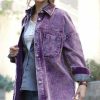 Women * | Cheap 42Pops Dark Plum Vintage-Wash Corduroy Oversize Shacket Women