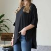 Other * | Top 10 42Pops Black Half-Sleeve Side-Slit Top Women