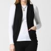 Women * | Hot Sale 42Pops Black Sleeveless Pocket Open Cardigan Women