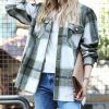 Women * | Coupon 42Pops Dark Olive Plaid Pocket Oversize Shacket Women