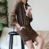 Women * | Hot Sale 42Pops Americano Mineral Wash Hooded Hi-Low Pocket Sweatshirt Dress Women