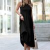 Women * | Cheapest 42Pops Black Round-Neck Sleeveless Tiered Midi Dress Women