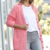 Women * | Discount 42Pops Bright Pink Popcorn Button-Up Pocket Cardigan Women