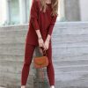 Women * | Promo 42Pops Dark Rust Crewneck Long-Sleeve Top & Leggings Women