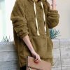 Women * | Promo 42Pops Dusty Olive Plush Hi-Low Longline Pocket Hoodie Women