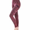 Women * | Best Deal 42Pops Dark Burgundy Mineral Wash Wide-Waistband Pocket Leggings Women