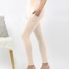 Women * | Outlet 42Pops Sand Beige Brushed Microfiber Pocket Full-Length Leggings Women