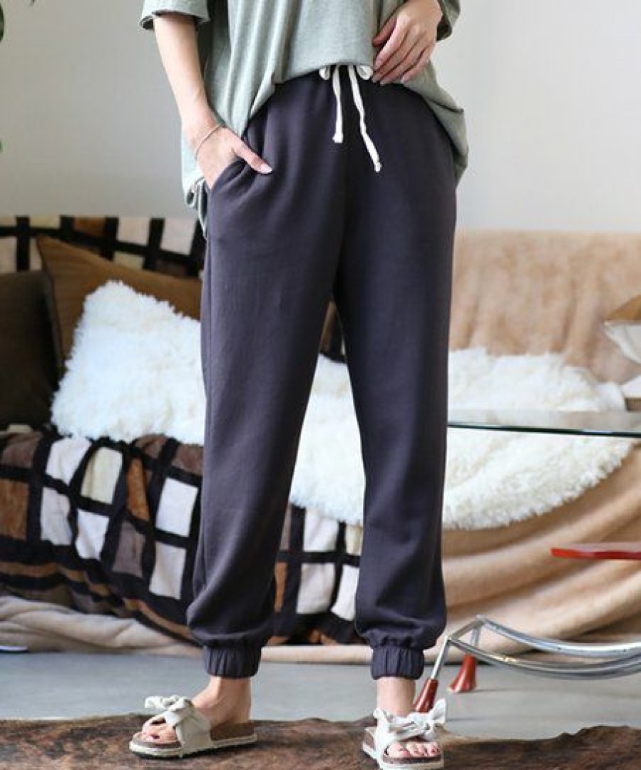 Women * | New 42Pops Ash Gray Drawstring Pocket Sweatpants Women