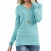 Women * | Outlet 42Pops Ash Mint V-Neck Long-Sleeve Top Women