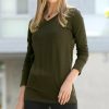 Women * | Coupon 42Pops Dark Olive V-Neck Long-Sleeve Tee Women