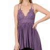 Women * | Best Deal 42Pops Lilac-Gray Lace Adjustable Camisole Women