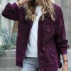 Women * | Budget 42Pops Dark Plum Mineral Wash Pocket Shacket Women