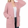 Women * | Cheap 42Pops Light Rose Popcorn Puff-Sleeve Open Pocket Cardigan Women