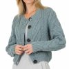 Women * | Budget 42Pops Blue Gray Knit Button Cardigan Women