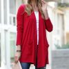 Women * | Best Reviews Of 42Pops Burgundy Slouchy Pocket Open Cardigan Women