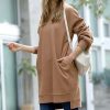 Women * | Cheap 42Pops Mocha Relaxed-Fit Crewneck Longline Pocket Sweatshirt Women