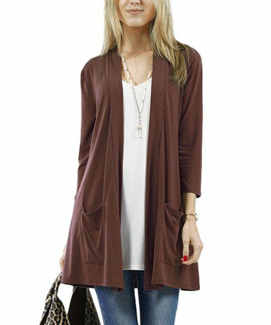 Women * | Budget 42Pops Americano Slouchy Longline Open Pocket Cardigan Women