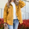 Women * | Best Sale 42Pops Golden Mustard Drop-Shoulder Button-Up Pocket Shacket Women