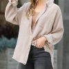 Women * | Flash Sale 42Pops Ash Mocha Textured Raw-Hem Oversize Shacket Women