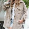 Women * | Best Deal 42Pops Olive Vintage-Wash Corduroy Pocket Oversize Shacket Women