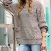 Women * | Budget 42Pops Ash Mocha Popcorn Oversize Side-Slit Hi-Low Pocket Sweater Women