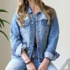 Women * | Top 10 42Pops Medium Distressed Long-Sleeve Pocket Denim Jacket Women