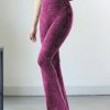 Women * | Budget 42Pops Neon Magenta Mineral Wash Raw-Edge High-Waist Yoga Pants Women