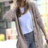 Women * | Best Pirce 42Pops Ash Mocha Popcorn Pocket Cardigan Plus