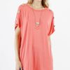 Women * | New 42Pops Orange Short-Sleeve Button-Accent Tunic Women