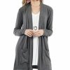 Women * | Cheap 42Pops Charcoal Slouchy Pocket Open Cardigan Women