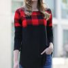 Women * | Coupon 42Pops Black & Red Buffalo Check Color-Block Long-Sleeve Top Women