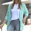 Women * | New 42Pops Green Mint Popcorn Button-Up Pocket Cardigan Women