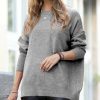 Women * | Promo 42Pops Heather Gray Melange Hi-Low Pocket Sweater Women