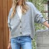 Women * | Best Reviews Of 42Pops Heather Gray Melange Seam Cardigan Women