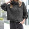 Women * | Best Reviews Of 42Pops Ash Gray Turtleneck Puff-Sleeve Sweater Women