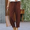 Women * | Wholesale 42Pops Dark Rust Corduroy Pocket Pants Women